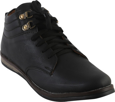 G.i G.I LEATHER MINI BOOTS Sneakers For Men(Black, Black-12