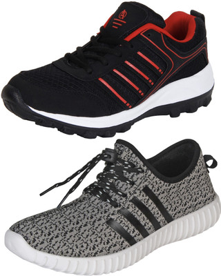 

Aero 02 Pair Combo Power Play & Canvas Walking Shoes For Men(Multicolor, Black::red::dgrey
