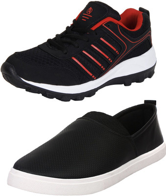 

Aero 02 Pair Combo Power Play & Canvas Sneakers For Men(Black, Red, Black