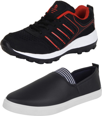 

Aero 02 Pair Combo Power Play & Canvas Sneakers For Men(Black, Red, Navy