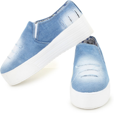 

D-SNEAKERZ Women's And Girls Partywear Casuals Loafers Shoes Slip On Sneakers For Women(Blue