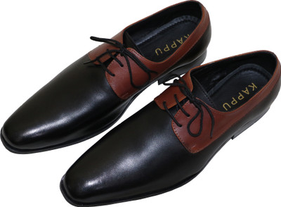 

kappu K1001 formal black Derby For Men(Black