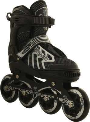 Running suxfly adjustable In-line Skates - Size 7-9 UK(Black), Black;white