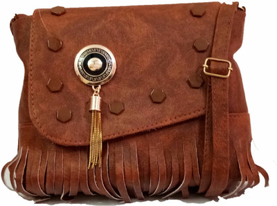 

Divu Collections Women Casual Brown PU Sling Bag