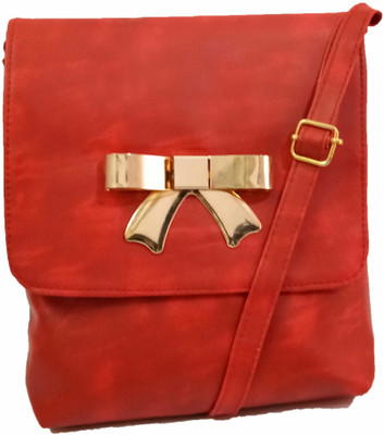 

Divu Collections Girls Casual Red PU Sling Bag
