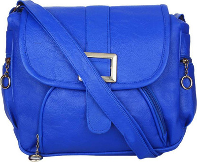

MK PURSE Girls Casual Blue Leatherette Sling Bag