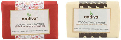 

Aadiva Almond Milk & Saffron, Coconut Milk & Honey Soap(200 g, Pack of 2)