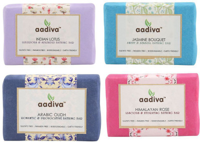 

Aadiva Indian Lotus, Jasmine Bouquet, Arabic Oudh and Himalayan Rose Soap(400 g, Pack of 4)