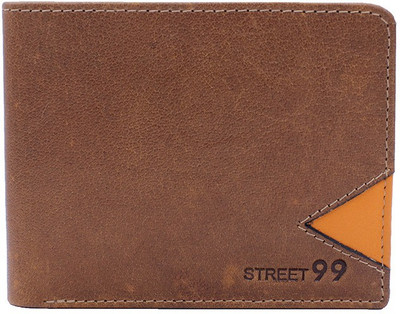 Street 99 Men Brown Genuine Leather Wallet(10 Card Slots), Tan
