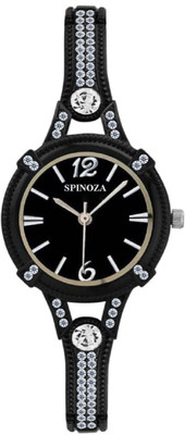 

SPINOZA 03S0012 round slim black diamond Watch - For Girls