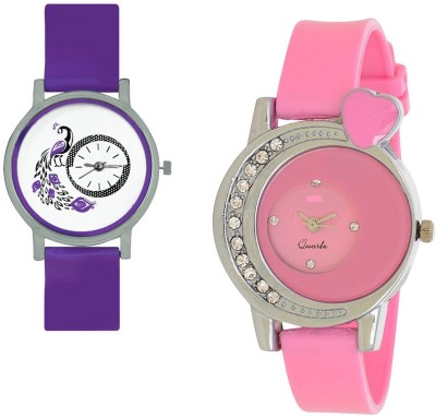 INDIUM NEW PINK LOVE DIL WITH DIAMOND AROUND DIAL WITH PEACOCK WATCH COMBO WATCH LATEST COLLECTION FROM PLANET ZONE Watch  - For Girls   Watches  (INDIUM)
