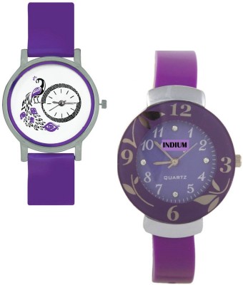 INDIUM NEW PURPLE FLOWER DESIGN WATCH WITH PEACOCK DESIGN NEW LATEST WATCH COMBO WATCH COLLECTION FROM PLANET ZONE Watch  - For Girls   Watches  (INDIUM)