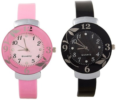 Talgo New Arrival Red Robin Season Special RR239PKBK 2018 Special Collection For 239-Pink & Black Beautiful Flower Round Dial And Pink & Black Rubber Strep RR239PKBK01 Watch  - For Girls   Watches  (Talgo)