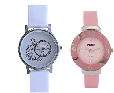 INDIUM NEW PINK FLOWER WATCH LATEST COLLECTION WITH INTERNAL DESIGN OF PEACOCK WATCH COMBO WATCH COLLECTION OUT FROM PLANET ZONE Watch  - For Girls   Watches  (INDIUM)