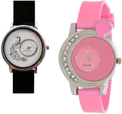 INDIUM NEW PINK LOVE DIL WITH DIAMOND AROUND DIAL WITH PEACOCK WATCH COMBO WATCH LATEST COLLECTION FROM PLANET ZONE Watch  - For Girls   Watches  (INDIUM)