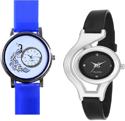 INDIUM NEW BLACK CHAIN TYPE WATCH WITH INTERNAL DESIGN OF PEACOCK WATCH FANCY COLLECTION WATCH COLLECTION FROM PLANET ZONE Watch  - For Girls   Watches  (INDIUM)