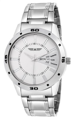 Allisto Europa Latest New White Day Date Round Dial Metal Chain Strap Analogue Wrist Watch Watch  - For Men   Watches  (Allisto Europa)