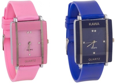 FASHION POOL KAWA MOST STYLISH PINK & BLUE ELEGANT SQUARE DIAL FESTIVAL SPECIAL DESIGNER WATCH LADIES & WOMEN WEAR WATCH FOR GIFT & COLLAGE STUDENTS COLLECTION Watch  - For Girls   Watches  (FASHION POOL)