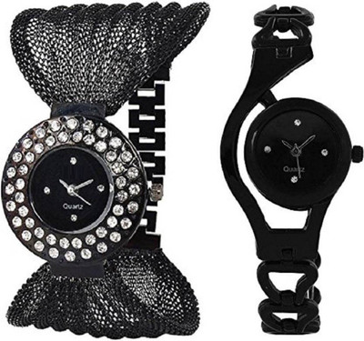 Ismart miss perfect zullo black and black chain combo of girls watches Watch - For Girls