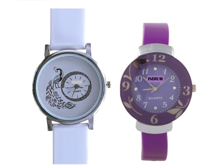 INDIUM NEW PURPLE FLOWER DESIGN WATCH WITH PEACOCK DESIGN NEW LATEST WATCH COMBO WATCH COLLECTION FROM PLANET ZONE Watch  - For Girls   Watches  (INDIUM)