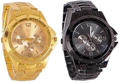 FASHION POOL FAST SELLING MOST STYLISH ROUND ANALOG DIAL GOLD & BLACK ULTIMATE COLOR COMBO WATCH FOR MEN & GENTS VALENTINE & BIRTHDAY SPECIAL GIFT WATCH FOR HIM Watch  - For Boys   Watches  (FASHION POOL)