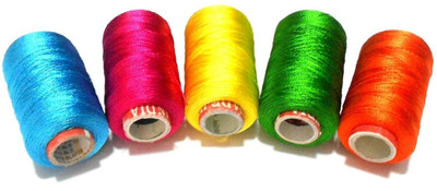 

GOELX Silk Thread for Jewelery-Making 5 Spools - Turquoise Blue,Rani Pink,Mango Yellow,Green,Orange