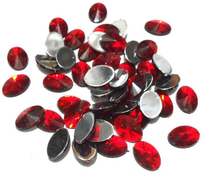 

GOELX Kundan Stones Oval Shaped for Crafts, Jewelry Making, Decorations etc. Pack Of 200 Stones - Red