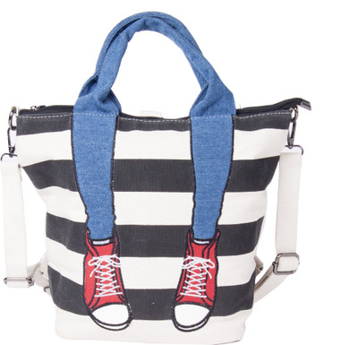 

MADNESS 21 White & Black Stripes Bag Waterproof Backpack(White, Black, 10 inch)