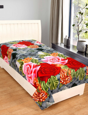 Kihome 144 TC Microfiber Single Floral Bedsheet(Pack of 1, Pink)