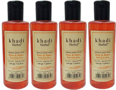 

Khadi Herbal ROSE & HONEY BODY WASH WITH SLS & PARABEN FREE(840 ml, Pack of 2)