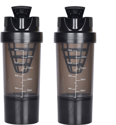 

HAANS Shakeit 1000 ml Shaker(Pack of 2, Black, Black)