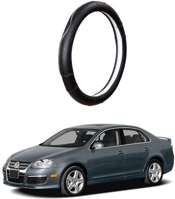 AUTO PEARL Steering Cover For Volkswagen Jetta(Black, Leatherite)