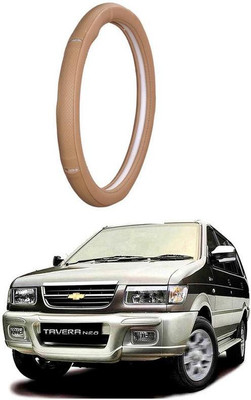 AUTO PEARL Steering Cover For Chevrolet Tavera(Gold Eye Beige, Leatherite)