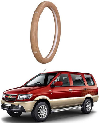 AUTO PEARL Steering Cover For Chevrolet Tavera(Gold Eye Beige, Leatherite)