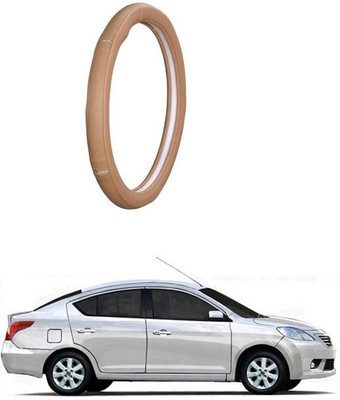 AUTO PEARL Steering Cover For Nissan Sunny(Gold Eye Beige, Leatherite)