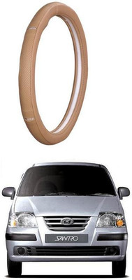 AUTO PEARL Steering Cover For Hyundai Santro(Gold Eye Beige, Leatherite)