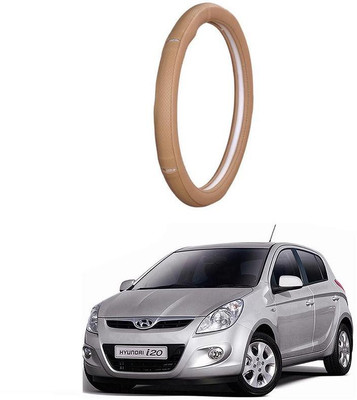 AUTO PEARL Steering Cover For Hyundai i20(Gold Eye Beige, Leatherite)