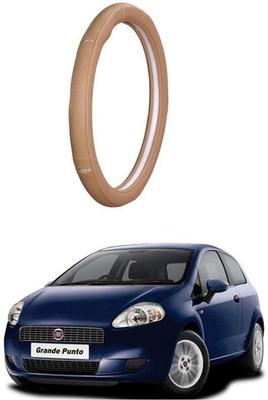 AUTO PEARL Steering Cover For Fiat Grand Punto(Gold Eye Beige, Leatherite)
