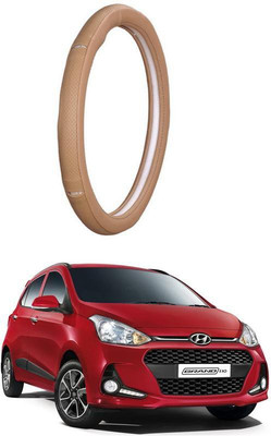 AUTO PEARL Steering Cover For Hyundai Grand i10(Gold Eye Beige, Leatherite)