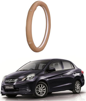 AUTO PEARL Steering Cover For Honda Amaze(Gold Eye Beige, Leatherite)