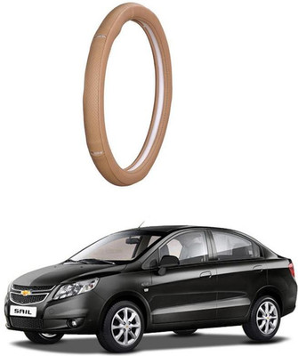 AUTO PEARL Steering Cover For Chevrolet Sail(Gold Eye Beige, Leatherite)