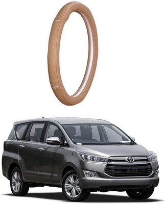 AUTO PEARL Steering Cover For Toyota Innova(Gold Eye Beige, Leatherite)