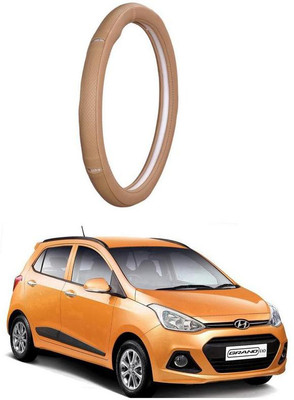 AUTO PEARL Steering Cover For Hyundai Grand i10(Gold Eye Beige, Leatherite)