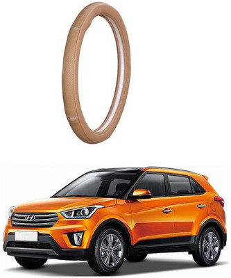 AUTO PEARL Steering Cover For Hyundai Creta(Gold Eye Beige, Leatherite)