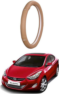AUTO PEARL Steering Cover For Hyundai Elantra(Gold Eye Beige, Leatherite)