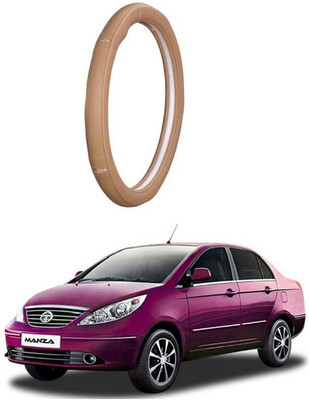 AUTO PEARL Steering Cover For Tata Manza(Gold Eye Beige, Leatherite)