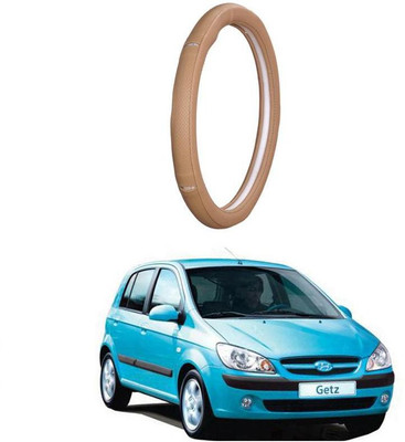 AUTO PEARL Steering Cover For Hyundai Getz(Gold Eye Beige, Leatherite)