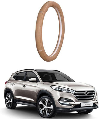 AUTO PEARL Steering Cover For Hyundai Tucson(Gold Eye Beige, Leatherite)