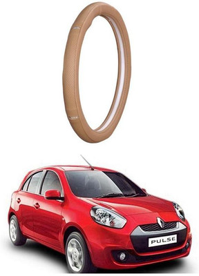 AUTO PEARL Steering Cover For Renault Pulse(Gold Eye Beige, Leatherite)