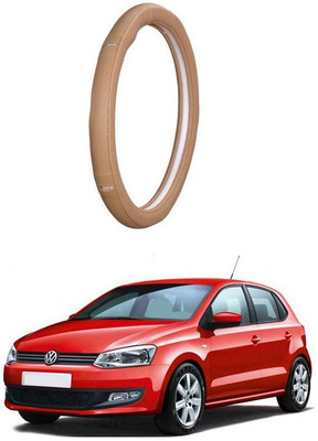 AUTO PEARL Steering Cover For Volkswagen Polo(Gold Eye Beige, Leatherite)